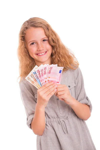 Euro banknot ile genç kız