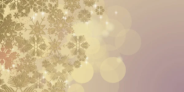 Sweet Winter Gold Snowflakes Full Vector Background — Stock Photo, Image