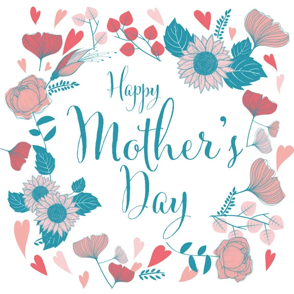 Love Hearts Floral Happy Mothers Day — Stock Photo, Image