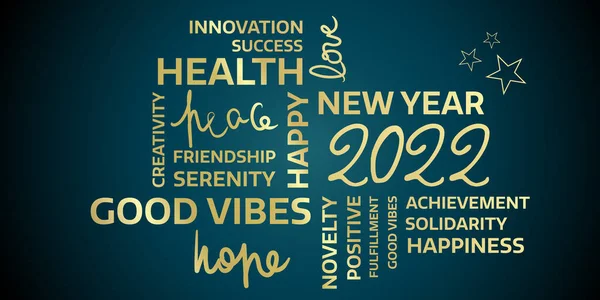 2022 Feliz Ano Novo Palavras Positivas Vibrações — Fotografia de Stock