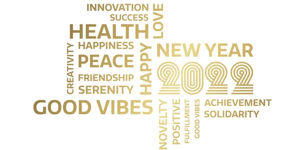2022 Feliz Año Nuevo Palabras Positivas Vibraciones — Foto de Stock