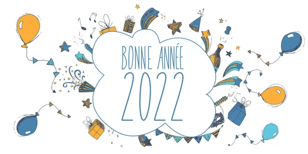 Franceză Nou Fericit 2022 Felicitări Ilustrare Sărbătoare Carte — Fotografie, imagine de stoc