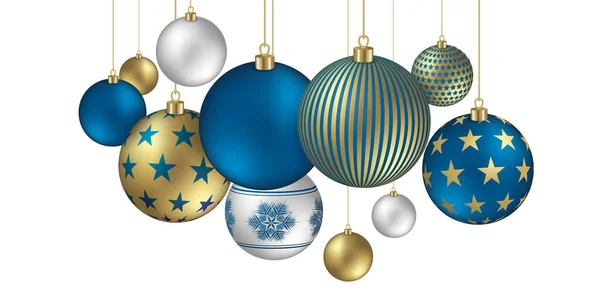 Bolas Natal Fundo Com Flocos Festivos Estrelas Ornamentos — Fotografia de Stock