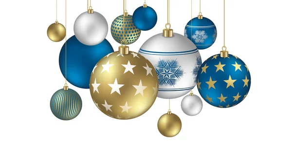 Bolas Navidad Fondo Con Hojuelas Festivas Adornos Estrellas — Foto de Stock