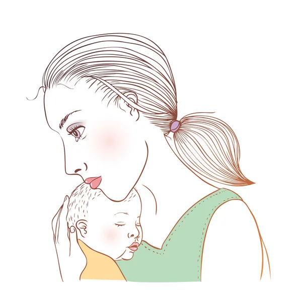 Bebé y mamá — Vector de stock