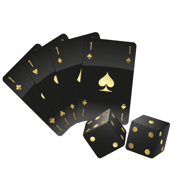 Black cards and dices — Stockový vektor