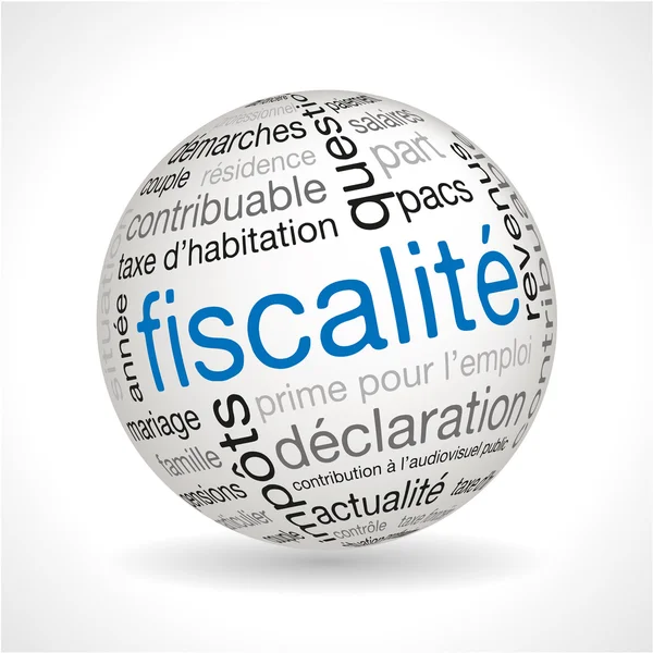 Esfera fiscal francesa con palabras clave — Vector de stock