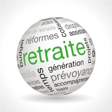 French Retirement theme sphere with keywords clipart