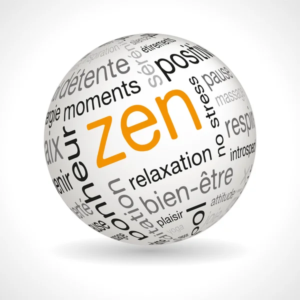 French Zen theme sphere with keywords — Stock Vector