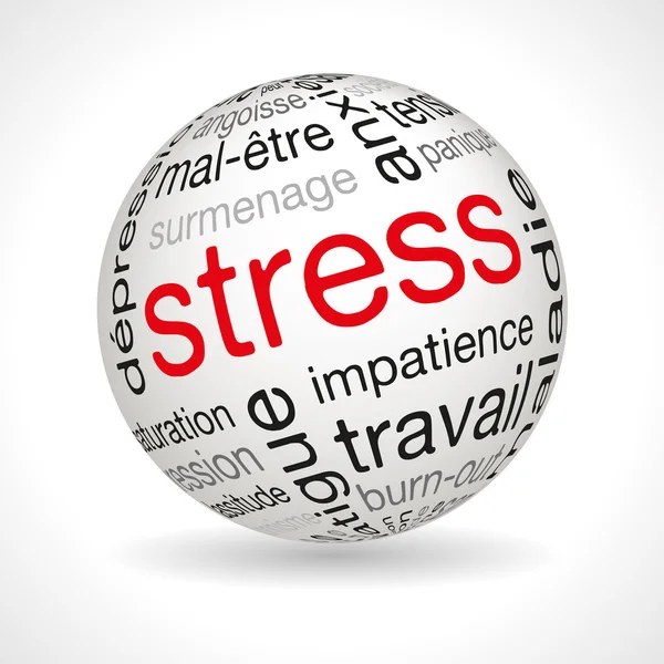 Esfera temática de estresse francês com palavras-chave — Vetor de Stock