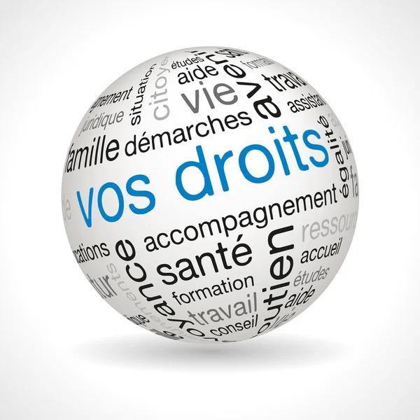 Французский язык Ваши права тематическая сфера с ключевыми словами — стоковый вектор