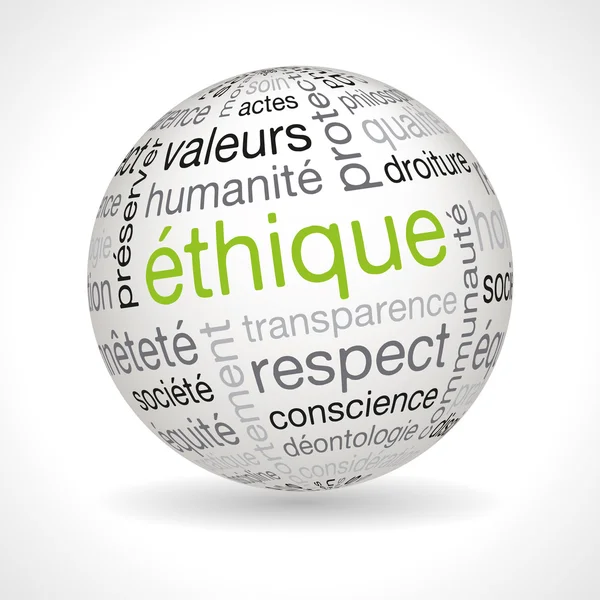 French ethics theme sphere with keywords — Stock Vector
