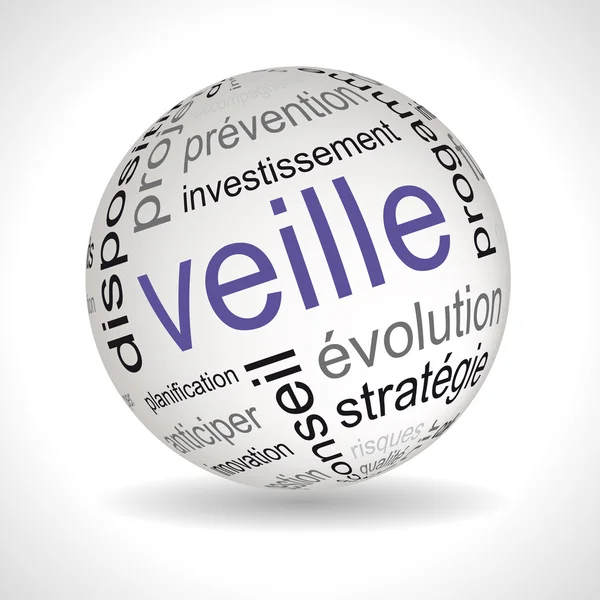 Montre d'affaires française thème sphère avec des mots-clés — Image vectorielle