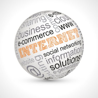Internet theme sphere with keywords clipart