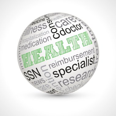 Health theme sphere with keywords clipart