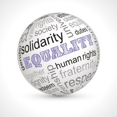 Equality theme sphere with keywords clipart