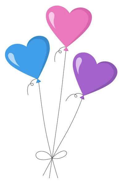Balão Estilo Cartoon Forma Coração Bando Balões Com Corda Isolada —  Vetores de Stock