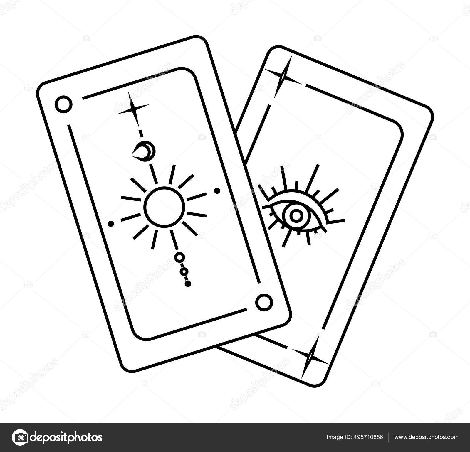 Divination Tarot Black Cards Isolated Contour Icon Stock Vector by ...
