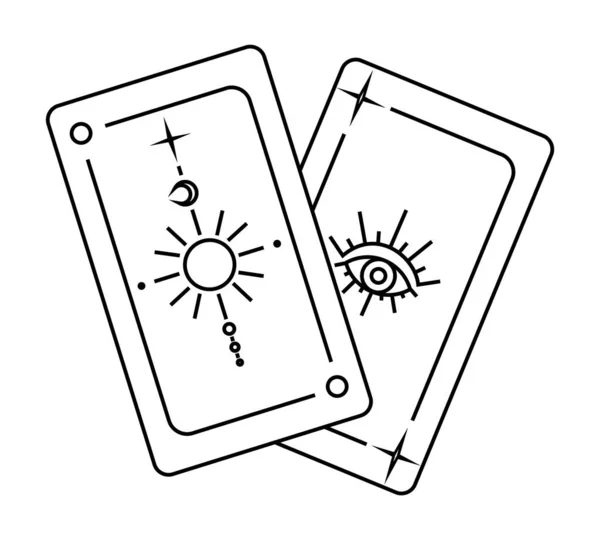 Tahmin Tarot Siyah Kartları Izole Kontur Simgesi — Stok Vektör