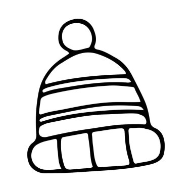 Siyah çizgili karalama el çizilmiş kış şapkası