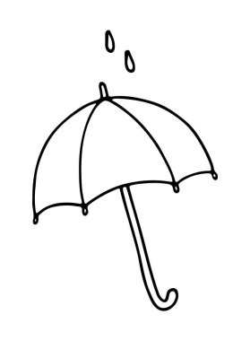 Beyaz arkaplanda izole edilmiş şemsiye elli karalama çizimi