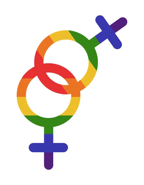 Icono Lgbt Pareja Lesbiana Signo Género Arco Iris Vector Aislado — Archivo Imágenes Vectoriales