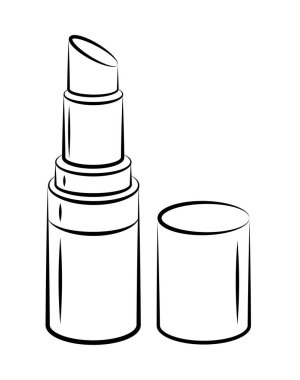 Açık ruj ve kapaklı siyah bir kontur çizimi simgesi