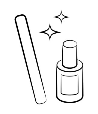 Manikür aksesuarlarının siyah kontur çiziminin simgesi