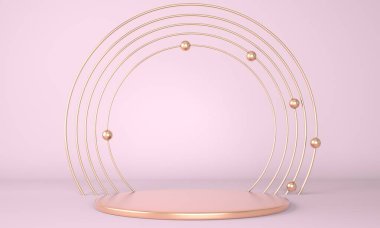 Pastel arka plandaki ürün podyumu 3D. Soyut asgari geometri kavramı. Stüdyo platformu teması. Sergi ve iş tanıtım aşaması. 3d oluşturma.
