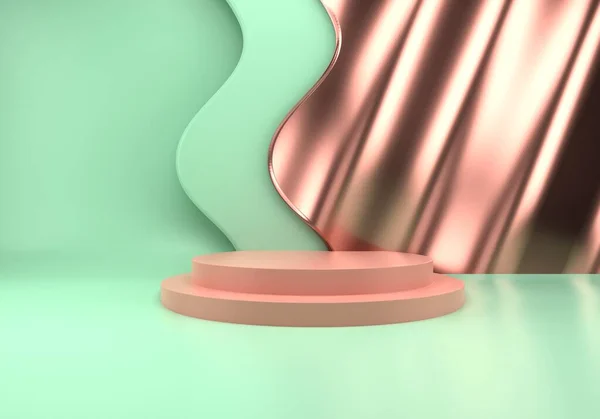 Ürün sunumu için podyum kullanımı. Soyut dalga arkaplanı. 3d oluşturma.