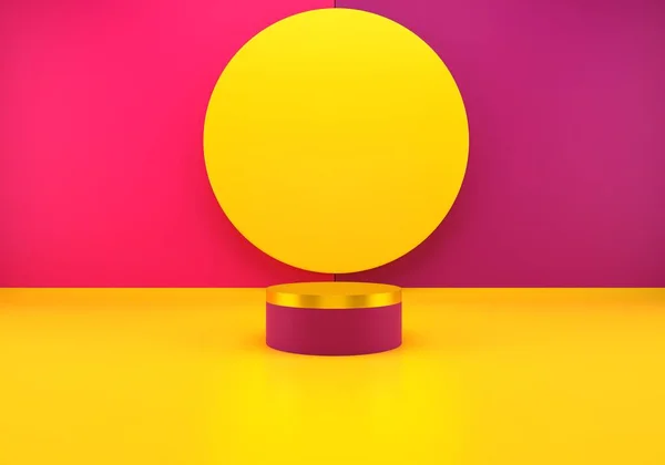 Pink Podium Step Minimal Pastel Studio Background Abstract Geometric Shape — Stock Photo, Image