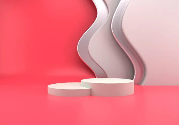 Ürün sunumu için podyum kullanımı. Soyut dalga arkaplanı. 3d oluşturma.