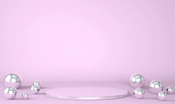 Pastel arka plandaki ürün podyumu 3D. Soyut asgari geometri kavramı. Stüdyo platformu teması. Sergi ve iş tanıtım aşaması. 3d oluşturma.