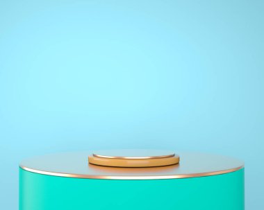 Ürünün soyut geometrik şekilleri minimal ve modern kavramlar, kaide, podyum, stand, 3D.