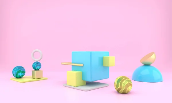 Ürünün soyut geometrik şekilleri minimal ve modern kavramlar, kaide, podyum, stand, 3D.