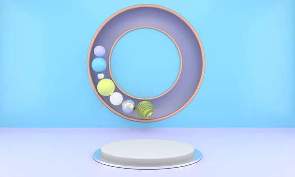 Ürünün soyut geometrik şekilleri minimal ve modern kavramlar, kaide, podyum, stand, 3D.