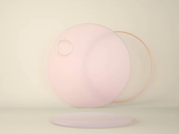 Pastel arka plandaki ürün podyumu 3D. Soyut asgari geometri kavramı. Stüdyo platformu teması. Sergi ve iş tanıtım aşaması. 3d oluşturma.