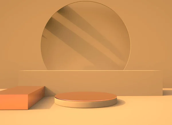 Geometrik Şekilli Küçük Sahne Gölgeli Krema Arkaplanlı Podyumlar Kozmetik Ürünü — Stok fotoğraf