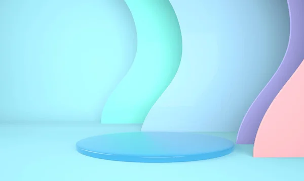 Ürün sunumu için podyum kullanımı. Soyut dalga arkaplanı. 3d oluşturma.