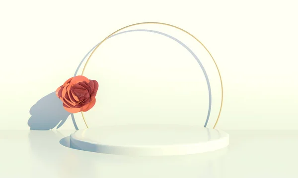 Rendering Background Rose Flower Geometric Shape Podium Product Display — Stock Photo, Image