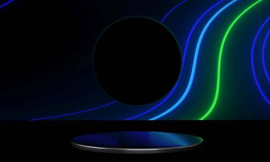 Gösteriş için fütüristik kaide. Ürün için boş podyum. 3d.