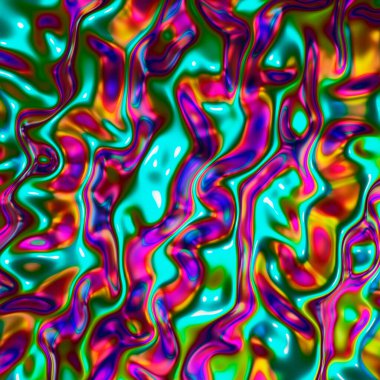 Soyut holografik arkaplan, modern kumaş materyal, canlı gökkuşağı duvar kağıdı, 3D.