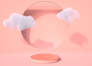 Arkaplan 3D görüntüleme podyum ve minimal bulut sahnesi, en düşük ürün görüntüleme arkaplanı 3d.