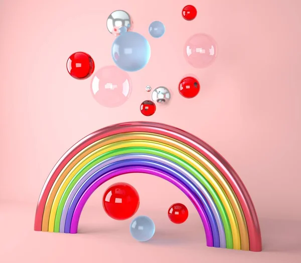 Darstellung Eines Regenbogens Mit Bunten Kugeln Illustration — Stockfoto