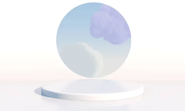 Фон Візуалізація Подіумом Мінімальною Хмарною Сценою Мінімальний Дисплей Продукту Фону — стокове фото