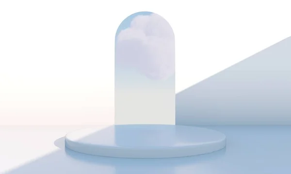 Arkaplan 3D görüntüleme podyum ve minimal bulut sahnesi, en düşük ürün görüntüleme arkaplanı 3d.