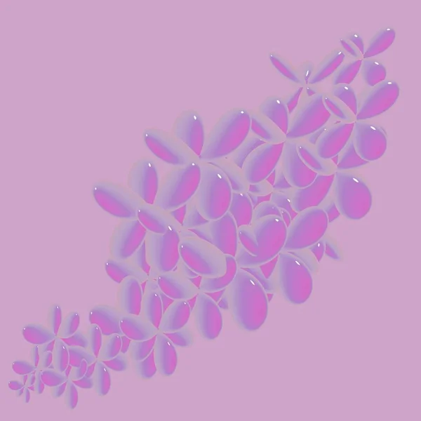 花の構成 ピンクの花で作られたフレーム 3Dイラスト — ストック写真