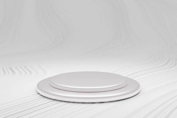 白い背景に隔離された空の白い丸の表彰台 3Dイラスト — ストック写真