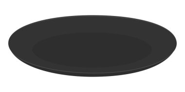 Siyah Boş Sunum Tabağı Çeşitli İçindekiler ya da Kahvaltı, Öğle ve Akşam Şablonu. İzole edilmiş Vektör illüstrasyonu Tematik Menü Kartları veya afişler, broşürler, etiketler, fiyatlar, posterler