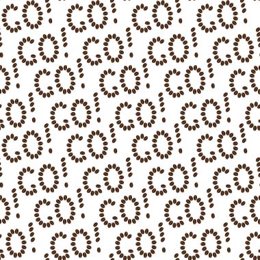Kahve Fasulyeleri Go Kelime Biçimi ve ünlem işareti Kusursuz Desenli Minimalist Düz Arkaplan Tasarımı. Kahve Günü Teması ya da Tema Kartı Arkaplan Ortamı ya da Promo afişi, broşürü, etiketi, fiyat etiketi